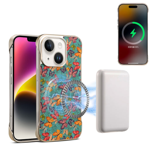 For iPhone 15 Plus / 14 Plus Denior A18 Paint MagSafe Phone Case(Butterflies) by Denior