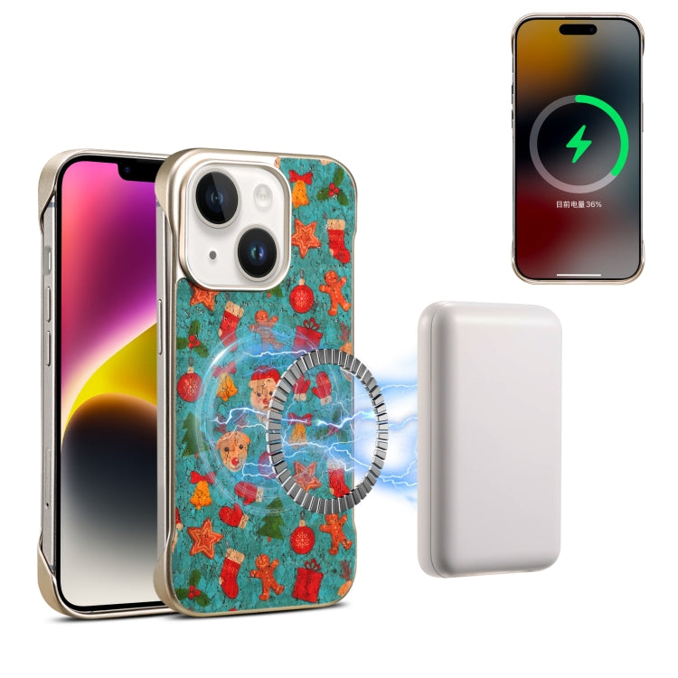 For iPhone 15 Plus / 14 Plus Denior A18 Paint MagSafe Phone Case(Christmas) by Denior