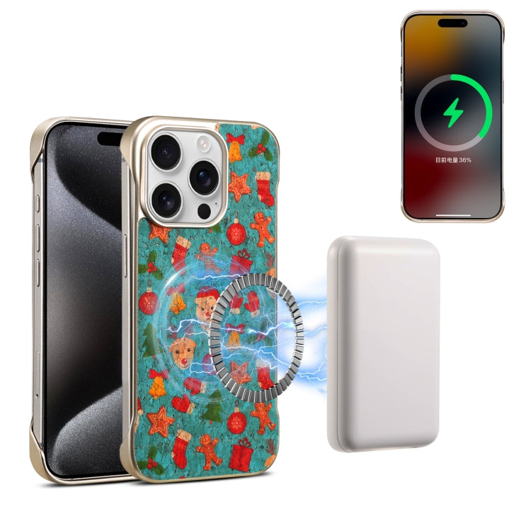 For iPhone 15 Pro Max Denior A18 Paint MagSafe Phone Case(Christmas) by Denior