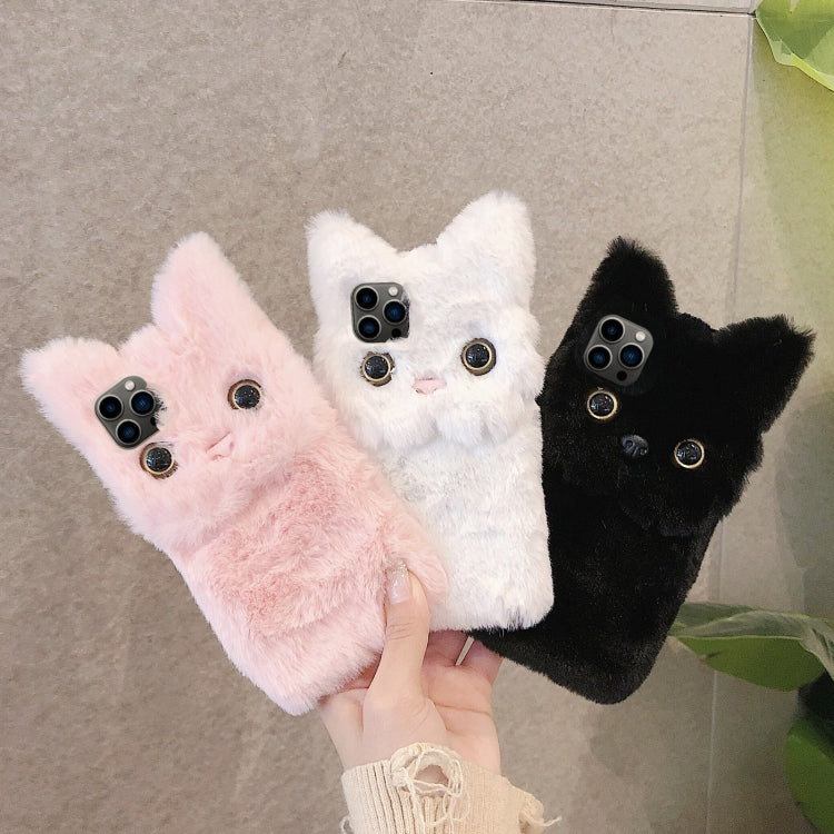 For iPhone 12 mini 3D Cute Cat Plush Full Coverage Phone Case(White) by bashfashion
