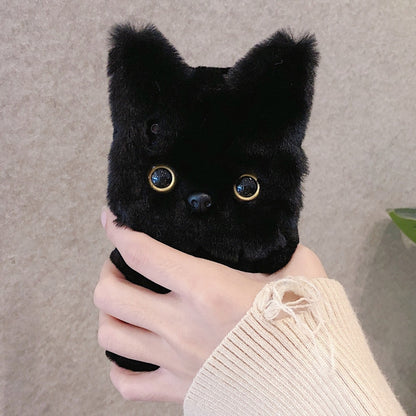 For iPhone 12 mini 3D Cute Cat Plush Full Coverage Phone Case(Pink) by bashfashion