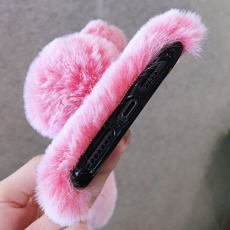 For iPhone 12 mini 3D Cute Long-eared Rabbit Plush Full Coverage Phone Case(Gray) by bashfashion