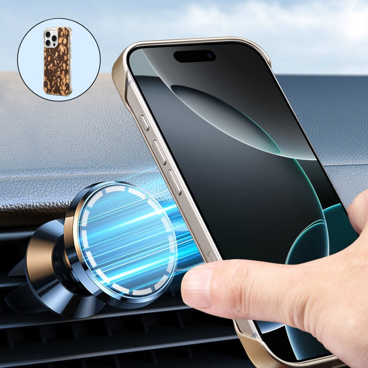 For iPhone 16 Pro Max Denior A18 WoodenPaint MagSafe Phone Case(Brown) by Denior