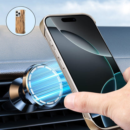 For iPhone 16 Pro Max Denior A18 WoodenPaint MagSafe Phone Case(Tree Pattern) by Denior