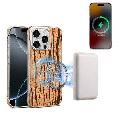 For iPhone 16 Pro Denior A18 WoodenPaint MagSafe Phone Case(Tree Pattern) by Denior