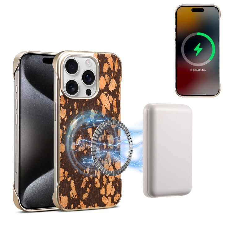 For iPhone 15 Pro Denior A18 WoodenPaint MagSafe Phone Case(Brown) by Denior