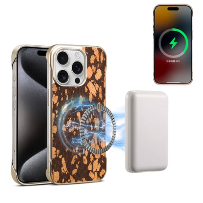 For iPhone 15 Pro Denior A18 WoodenPaint MagSafe Phone Case(Brown) by Denior