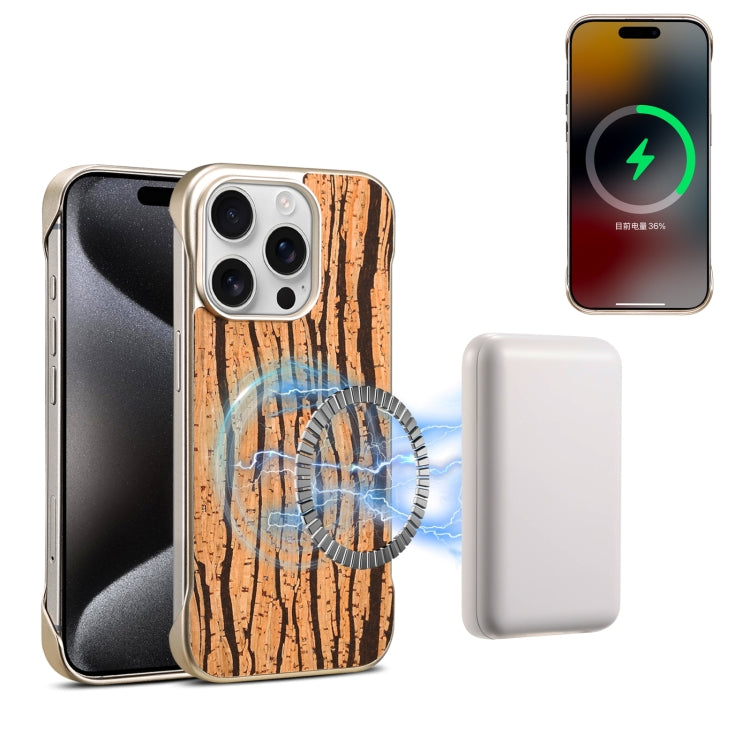 For iPhone 15 Pro Denior A18 WoodenPaint MagSafe Phone Case(Tree Pattern) by Denior