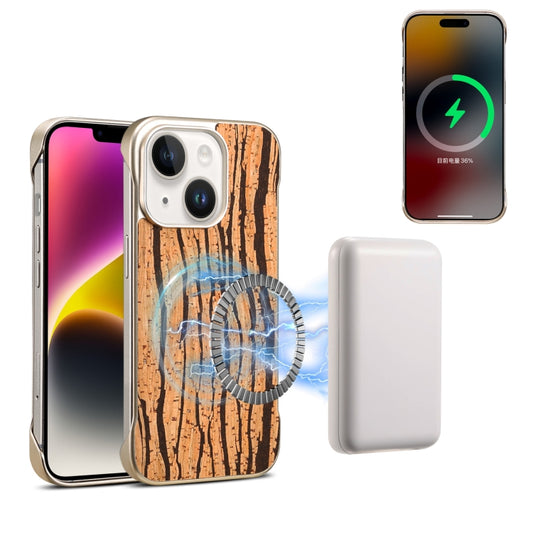 For iPhone 15 Plus / 14 Plus Denior A18 WoodenPaint MagSafe Phone Case(Tree Pattern) by Denior