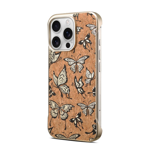 For iPhone 14 Pro Max Denior A18 WoodenPaint MagSafe Phone Case(Butterflies) by Denior