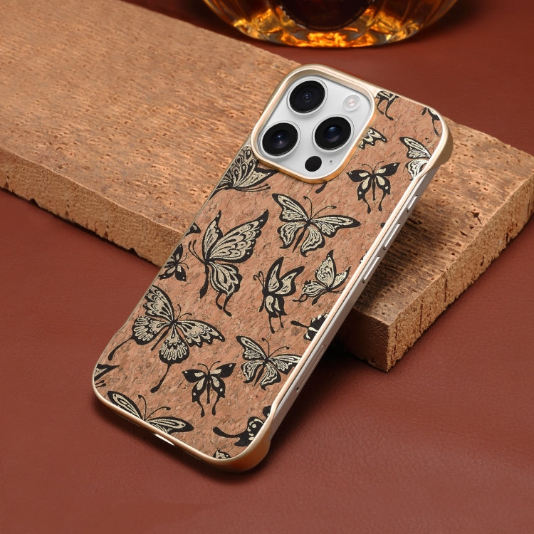 For iPhone 14 Pro Max Denior A18 WoodenPaint MagSafe Phone Case(Butterflies) by Denior