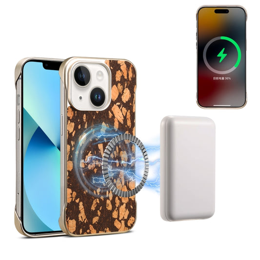 For iPhone 14 / 13 Denior A18 WoodenPaint MagSafe Phone Case(Brown) by Denior