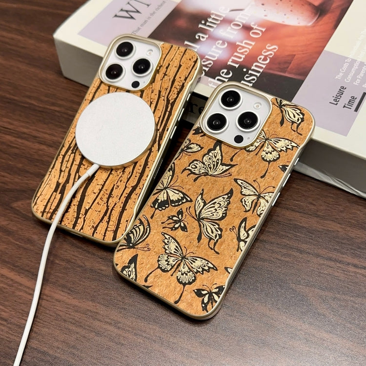 For iPhone 14 / 13 Denior A18 WoodenPaint MagSafe Phone Case(Butterflies) by Denior