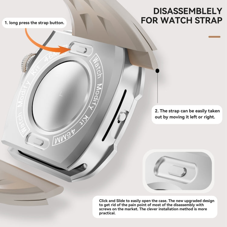 For Apple Watch Series 11 / 10 46mm RedPepper Armor Metal Case Integrated Silicone Watch Band(Steel White) by RedPepper