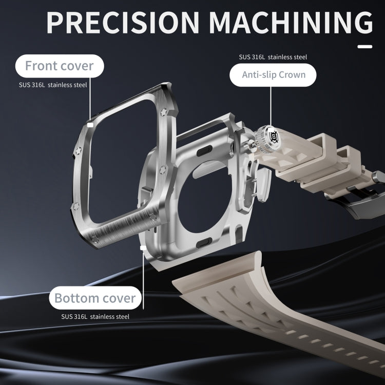 For Apple Watch Series 11 / 10 46mm RedPepper Armor Metal Case Integrated Silicone Watch Band(Steel White) by RedPepper