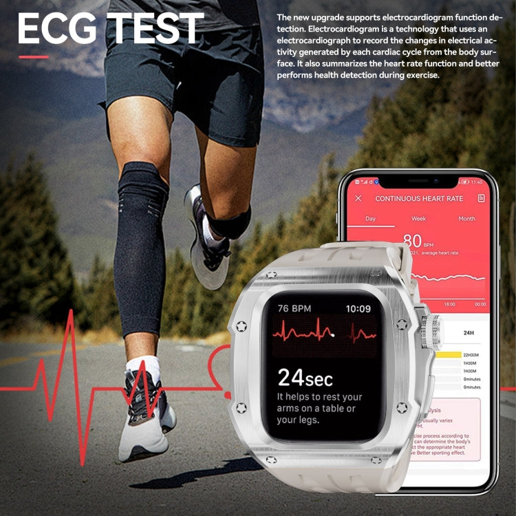 For Apple Watch Series 11 / 10 46mm RedPepper Armor Metal Case Integrated Silicone Watch Band(Steel White) by RedPepper