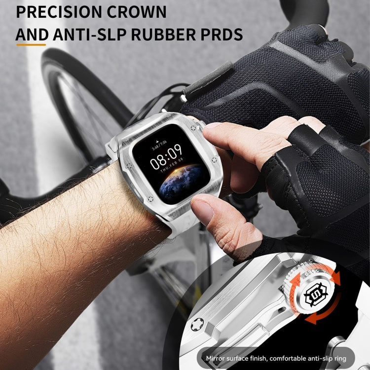 For Apple Watch Series 11 / 10 46mm RedPepper Armor Metal Case Integrated Silicone Watch Band(Steel White) by RedPepper