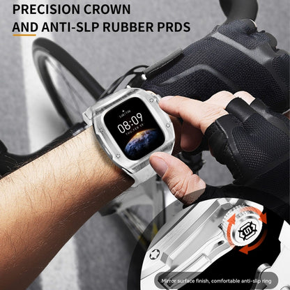 For Apple Watch Series 11 / 10 46mm RedPepper Armor Metal Case Integrated Silicone Watch Band(Steel White) by RedPepper