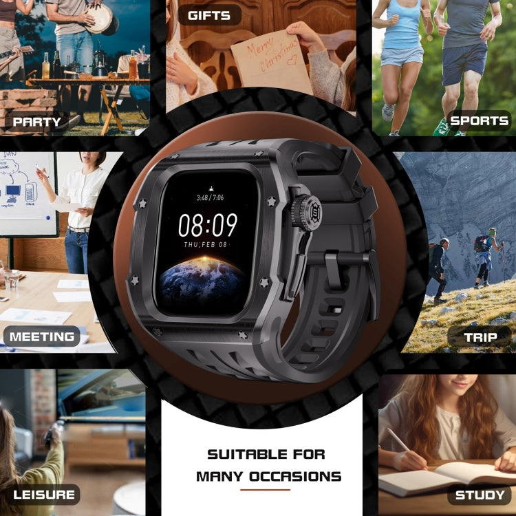 For Apple Watch Series 11 / 10 46mm RedPepper Armor Metal Case Integrated Silicone Watch Band(Black) by RedPepper