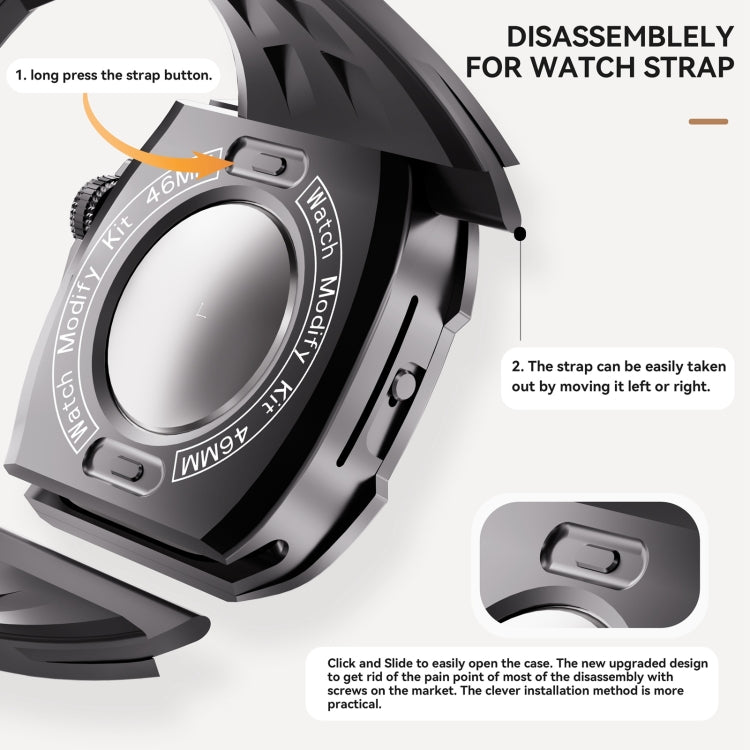 For Apple Watch Series 11 / 10 46mm RedPepper Armor Metal Case Integrated Silicone Watch Band(Black) by RedPepper