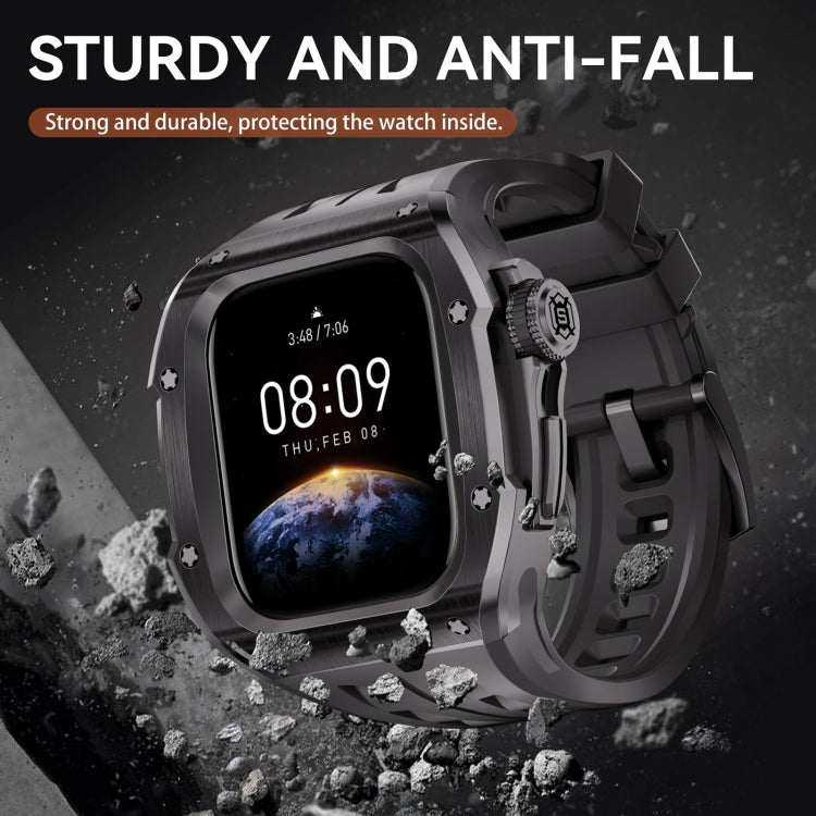 For Apple Watch Series 11 / 10 46mm RedPepper Armor Metal Case Integrated Silicone Watch Band(Black) by RedPepper