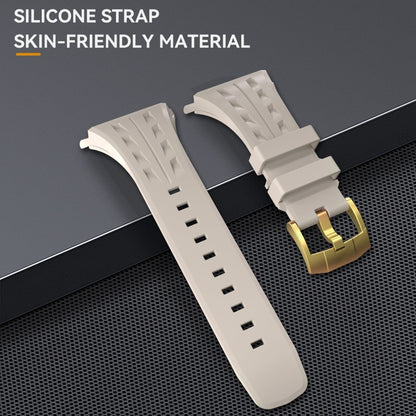 For Apple Watch Series 11 / 10 46mm RedPepper Armor Metal Case Integrated Silicone Watch Band(Gold White) by RedPepper