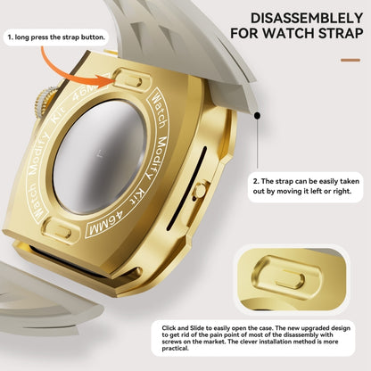 For Apple Watch Series 11 / 10 46mm RedPepper Armor Metal Case Integrated Silicone Watch Band(Gold White) by RedPepper