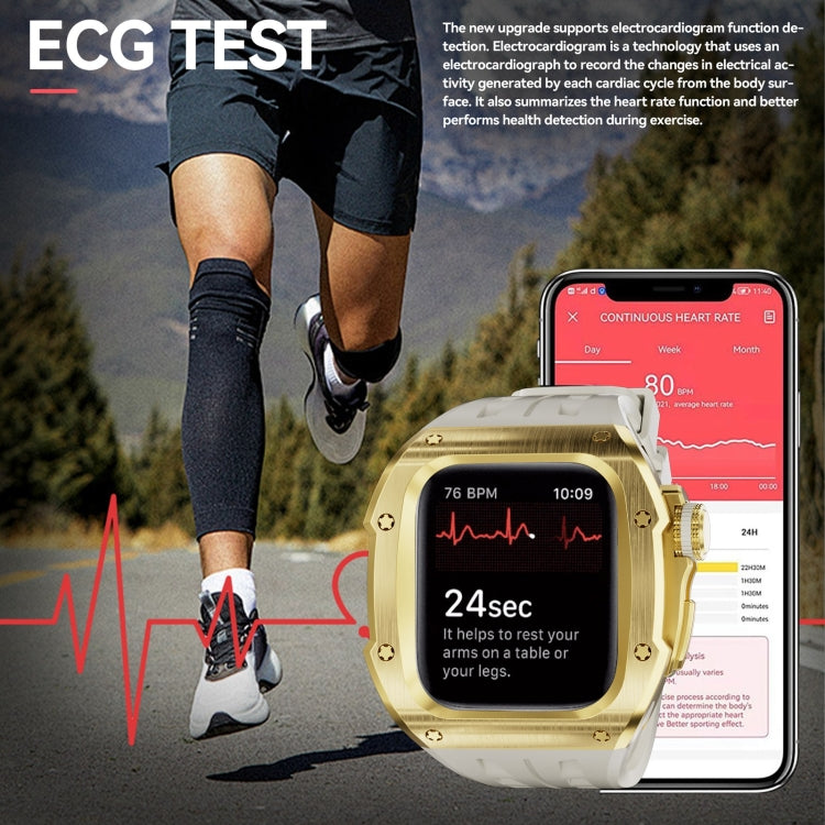 For Apple Watch Series 11 / 10 46mm RedPepper Armor Metal Case Integrated Silicone Watch Band(Gold White) by RedPepper