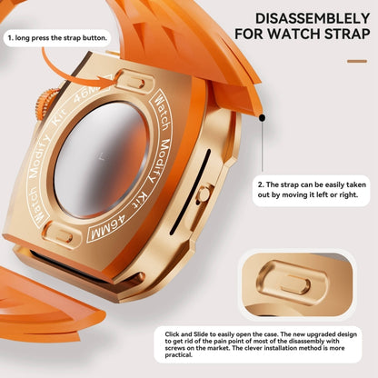 For Apple Watch Series 11 / 10 46mm RedPepper Armor Metal Case Integrated Silicone Watch Band(Rose Gold Orange) by RedPepper