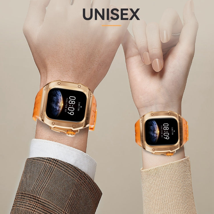 For Apple Watch Series 11 / 10 46mm RedPepper Armor Metal Case Integrated Silicone Watch Band(Rose Gold Orange) by RedPepper