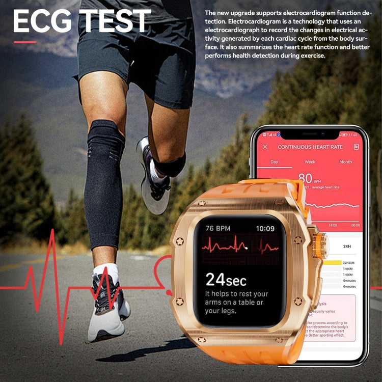 For Apple Watch Series 11 / 10 46mm RedPepper Armor Metal Case Integrated Silicone Watch Band(Rose Gold Orange) by RedPepper