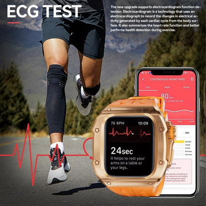 For Apple Watch Series 11 / 10 46mm RedPepper Armor Metal Case Integrated Silicone Watch Band(Rose Gold Orange) by RedPepper