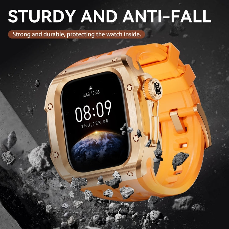For Apple Watch Series 11 / 10 46mm RedPepper Armor Metal Case Integrated Silicone Watch Band(Rose Gold Orange) by RedPepper