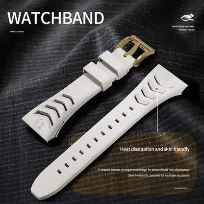 For Apple Watch 44mm / 45mm RedPepper Armor Metal Case Integrated Silicone Watch Band(Gold White) by RedPepper