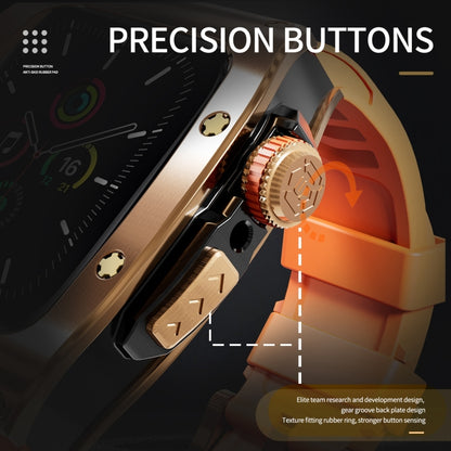 For Apple Watch 44mm / 45mm RedPepper Armor Metal Case Integrated Silicone Watch Band(Rose Gold Orange) by RedPepper