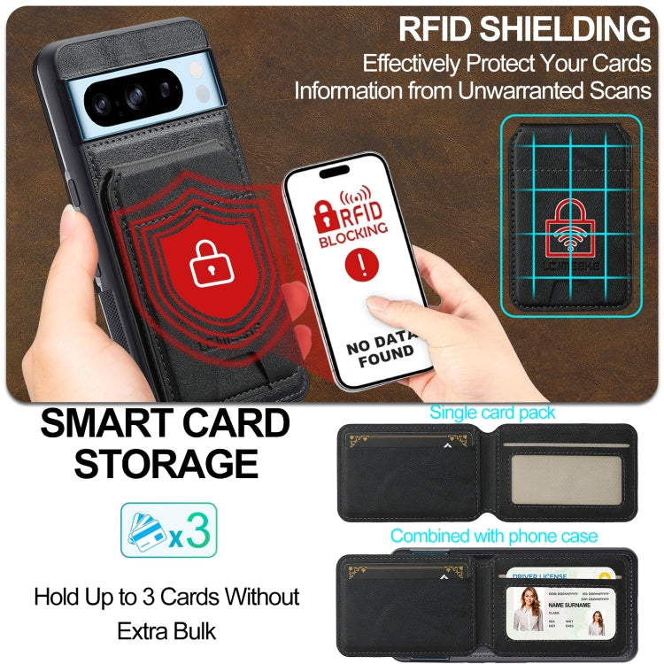 For Google Pixel 8 Pro LC.IMEEKE L3 Series Detachable RFID Card Bag Magsafe Phone Case(Black) by LC.IMEEKE