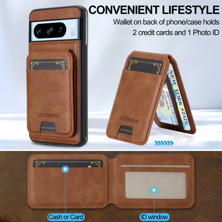For Google Pixel 8 Pro LC.IMEEKE L3 Series Detachable RFID Card Bag Magsafe Phone Case(Brown) by LC.IMEEKE