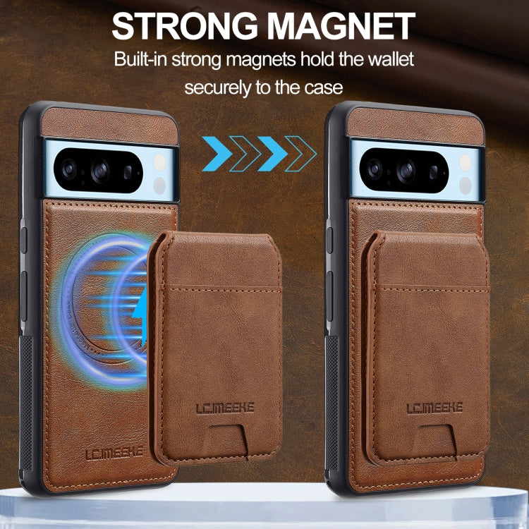 For Google Pixel 8 Pro LC.IMEEKE L3 Series Detachable RFID Card Bag Magsafe Phone Case(Brown) by LC.IMEEKE