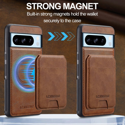 For Google Pixel 8 Pro LC.IMEEKE L3 Series Detachable RFID Card Bag Magsafe Phone Case(Brown) by LC.IMEEKE