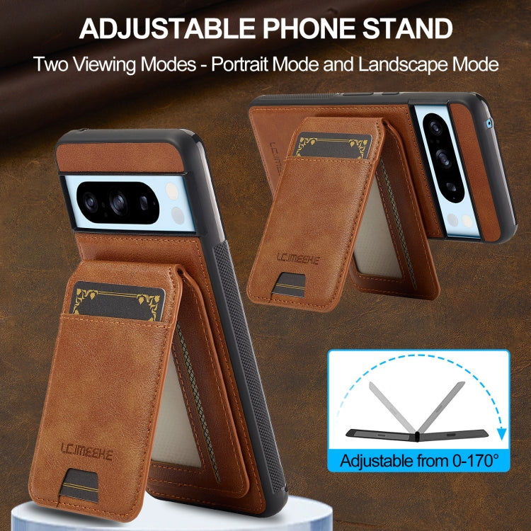 For Google Pixel 8 Pro LC.IMEEKE L3 Series Detachable RFID Card Bag Magsafe Phone Case(Brown) by LC.IMEEKE