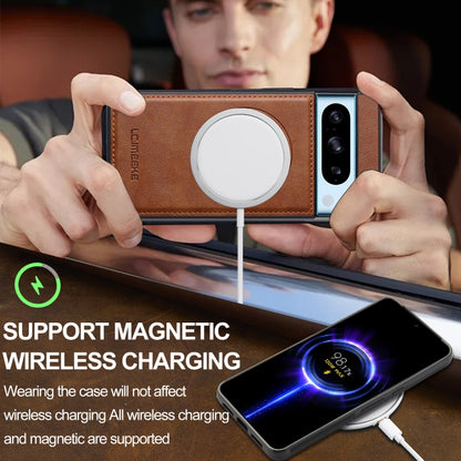 For Google Pixel 8 Pro LC.IMEEKE L3 Series Detachable RFID Card Bag Magsafe Phone Case(Brown) by LC.IMEEKE