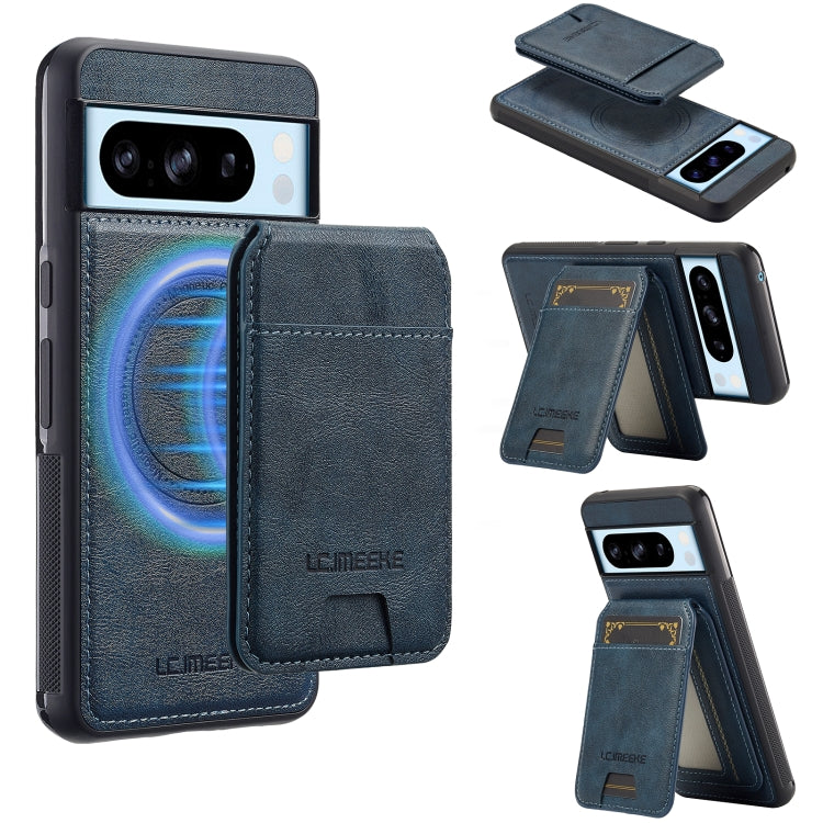 For Google Pixel 8 Pro LC.IMEEKE L3 Series Detachable RFID Card Bag Magsafe Phone Case(Blue) by LC.IMEEKE