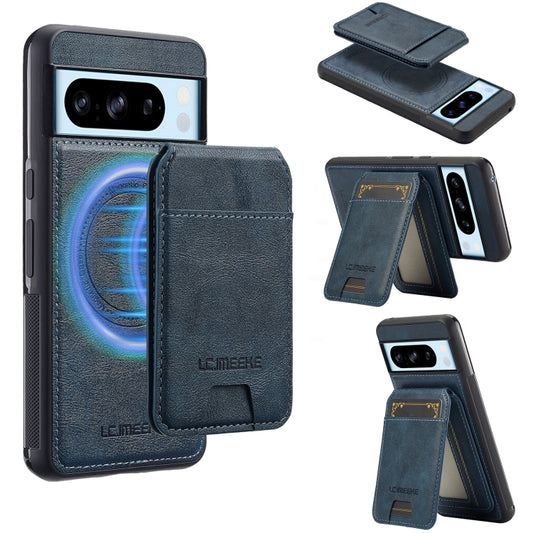 For Google Pixel 8 Pro LC.IMEEKE L3 Series Detachable RFID Card Bag Magsafe Phone Case(Blue) by LC.IMEEKE