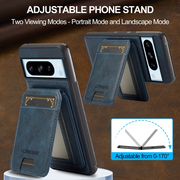 For Google Pixel 8 Pro LC.IMEEKE L3 Series Detachable RFID Card Bag Magsafe Phone Case(Blue) by LC.IMEEKE