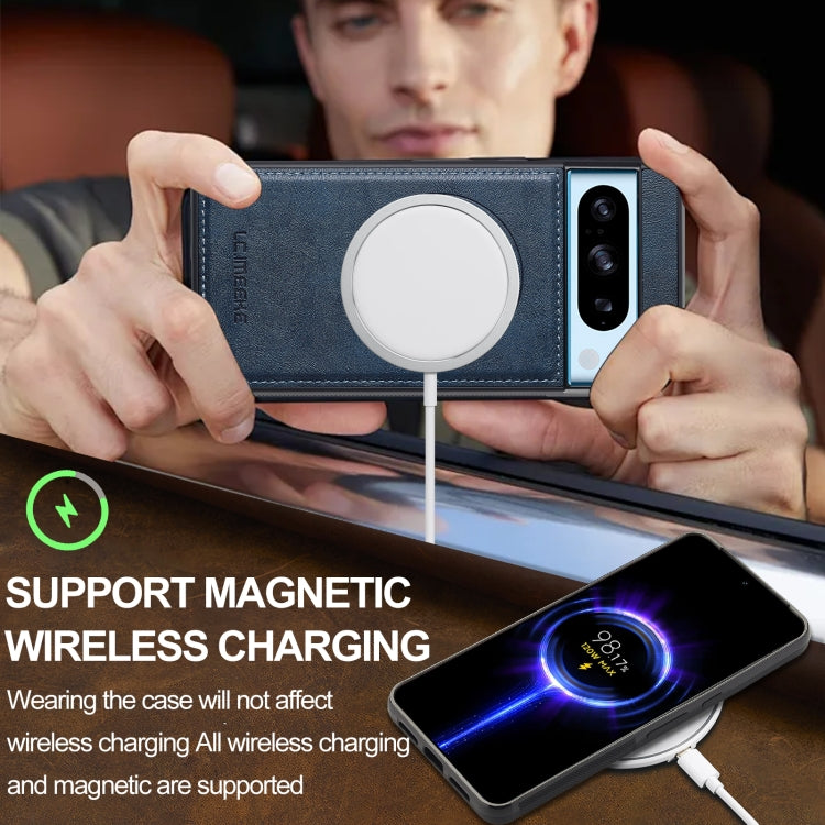 For Google Pixel 8 Pro LC.IMEEKE L3 Series Detachable RFID Card Bag Magsafe Phone Case(Blue) by LC.IMEEKE