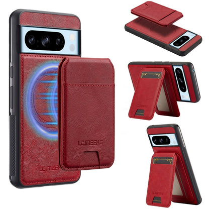 For Google Pixel 8 Pro LC.IMEEKE L3 Series Detachable RFID Card Bag Magsafe Phone Case(Red) by LC.IMEEKE