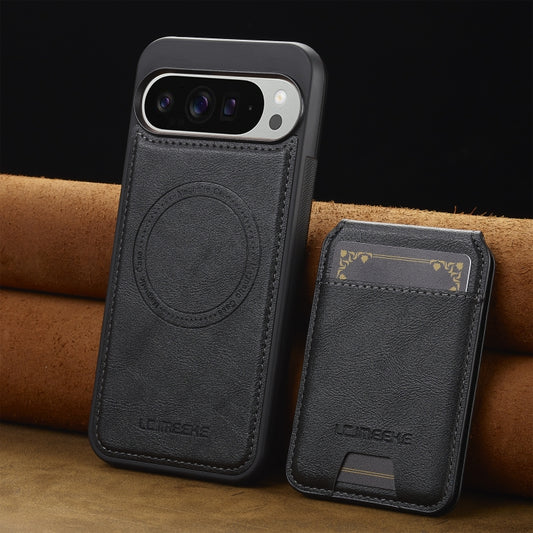 For Google Pixel 9 / 9 Pro LC.IMEEKE L3 Series Detachable RFID Card Bag Magsafe Phone Case(Black) by LC.IMEEKE