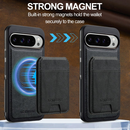 For Google Pixel 9 / 9 Pro LC.IMEEKE L3 Series Detachable RFID Card Bag Magsafe Phone Case(Black) by LC.IMEEKE