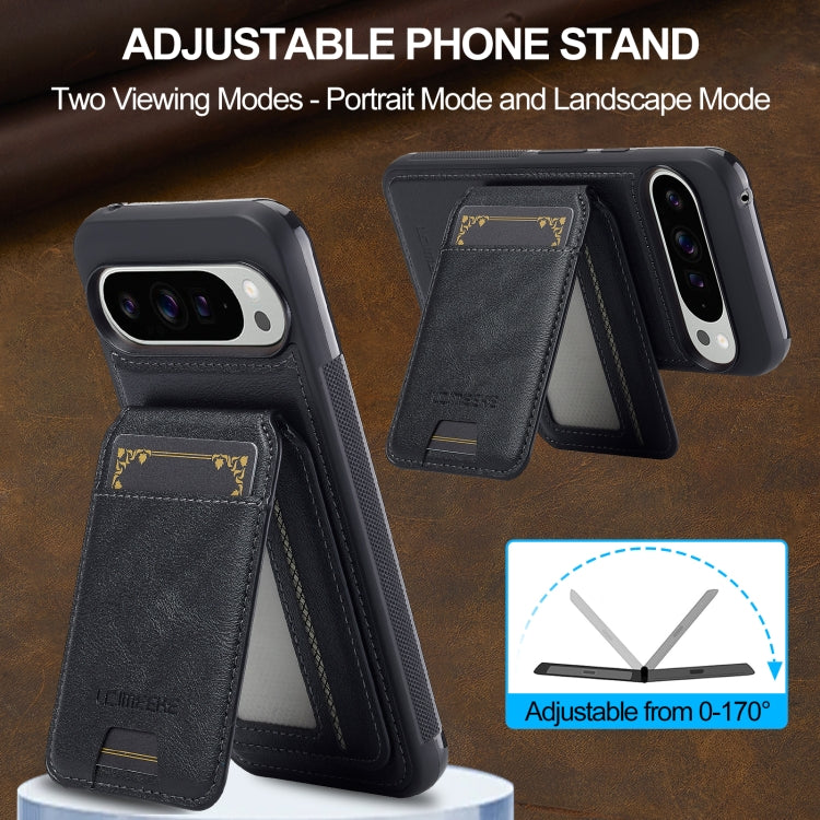 For Google Pixel 9 / 9 Pro LC.IMEEKE L3 Series Detachable RFID Card Bag Magsafe Phone Case(Black) by LC.IMEEKE