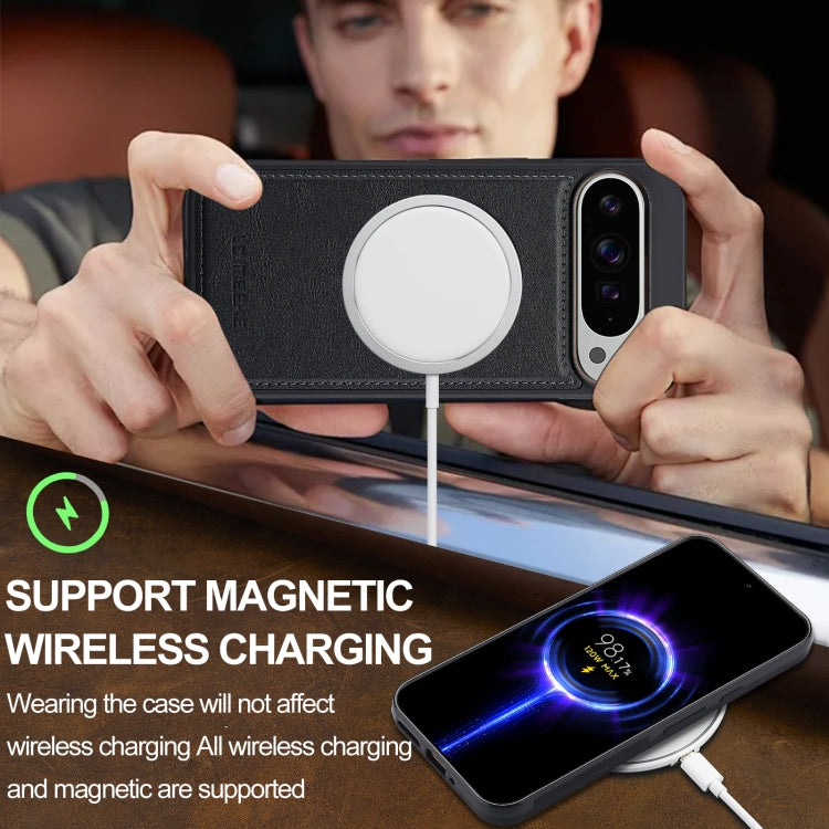 For Google Pixel 9 / 9 Pro LC.IMEEKE L3 Series Detachable RFID Card Bag Magsafe Phone Case(Black) by LC.IMEEKE